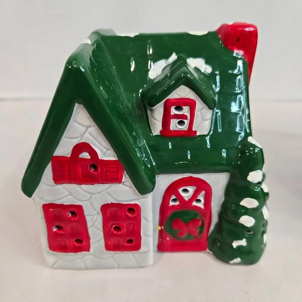 VTG 90s Pacific Rim Electrified Grey Stone House 6657 Christmas Village Ceramic